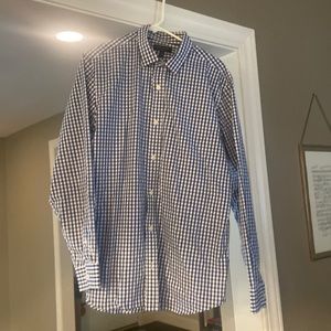 Banana Republic blue and white checkered dress shirt